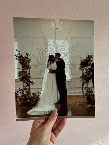 Photo embroidery featuring geometric shapes on a portrait