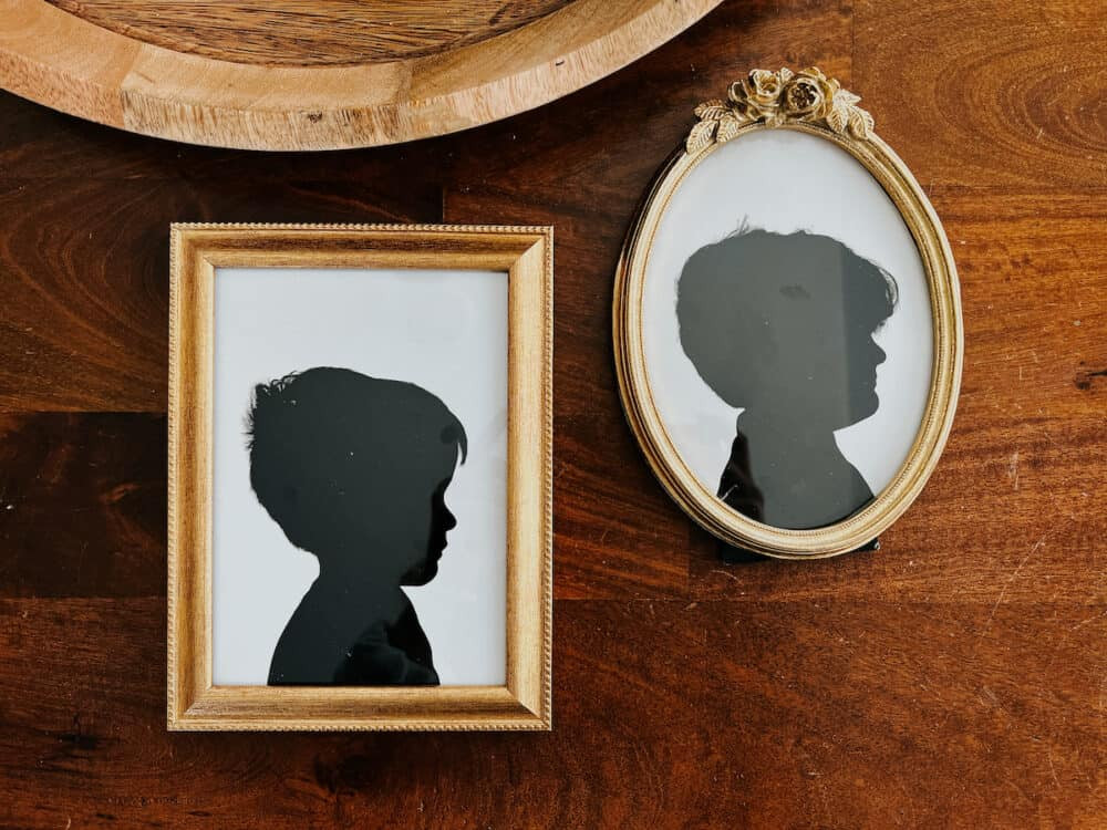 silhouette art prints framed and displayed, showcasing simple elegance