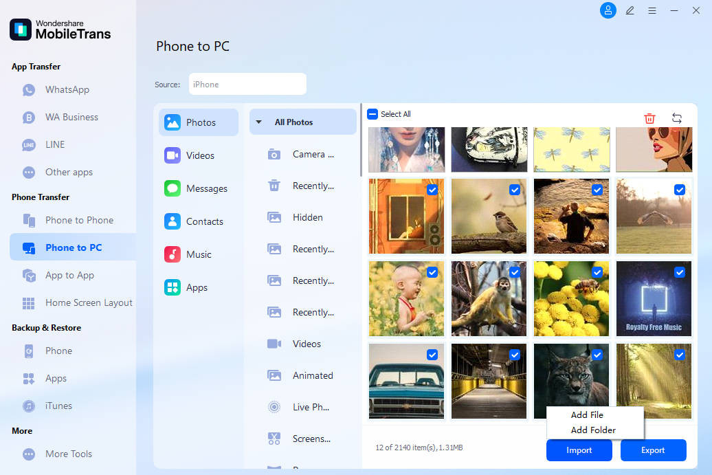Import Photos to Phone with MobileTrans