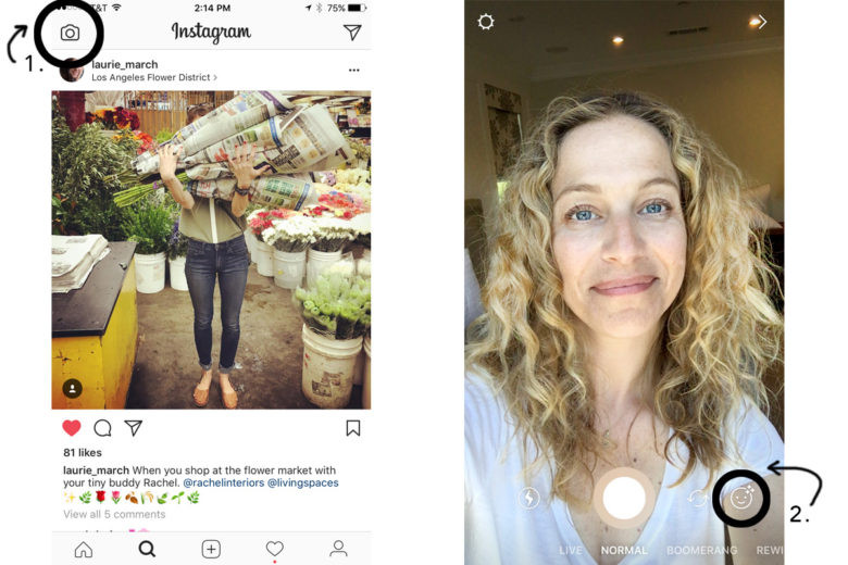 Adding bunny ears to a photo using Snapchat's front-facing camera activates a range of playful filters