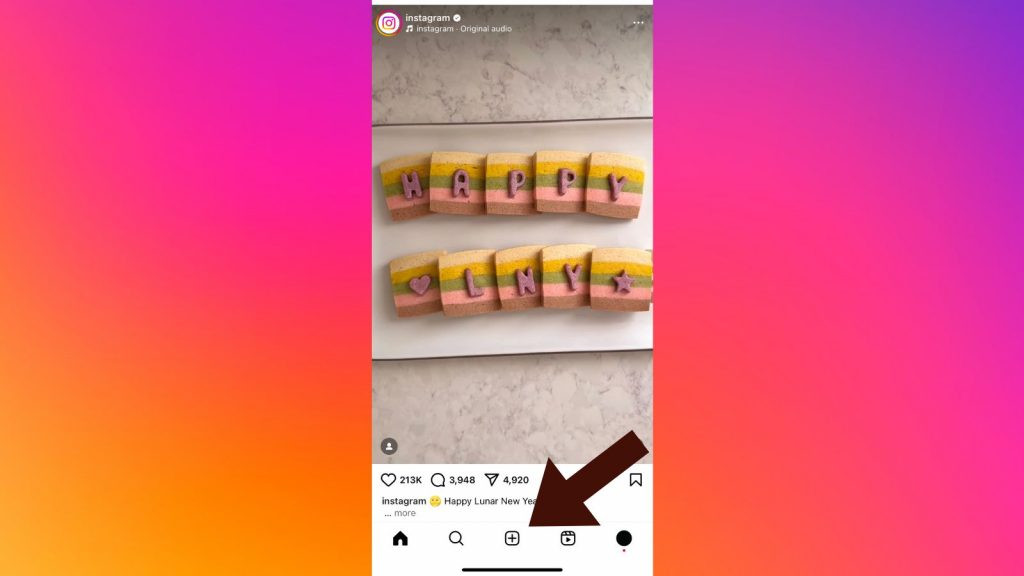 Open Instagram and create a new post