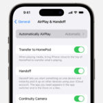 AirPlay & Handoff section in the General settings of iOS