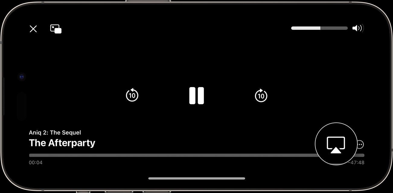 iPhone AirPlay button during video playback