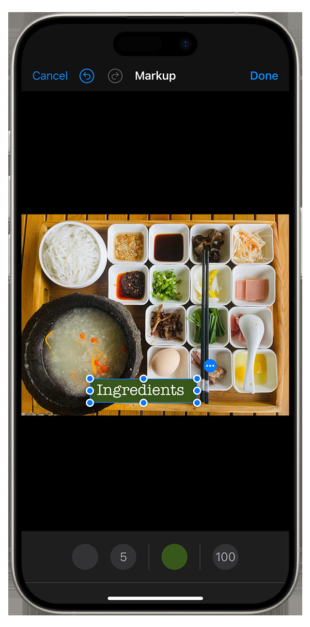 Adding text to an image in Photos using Markup on an iPhone