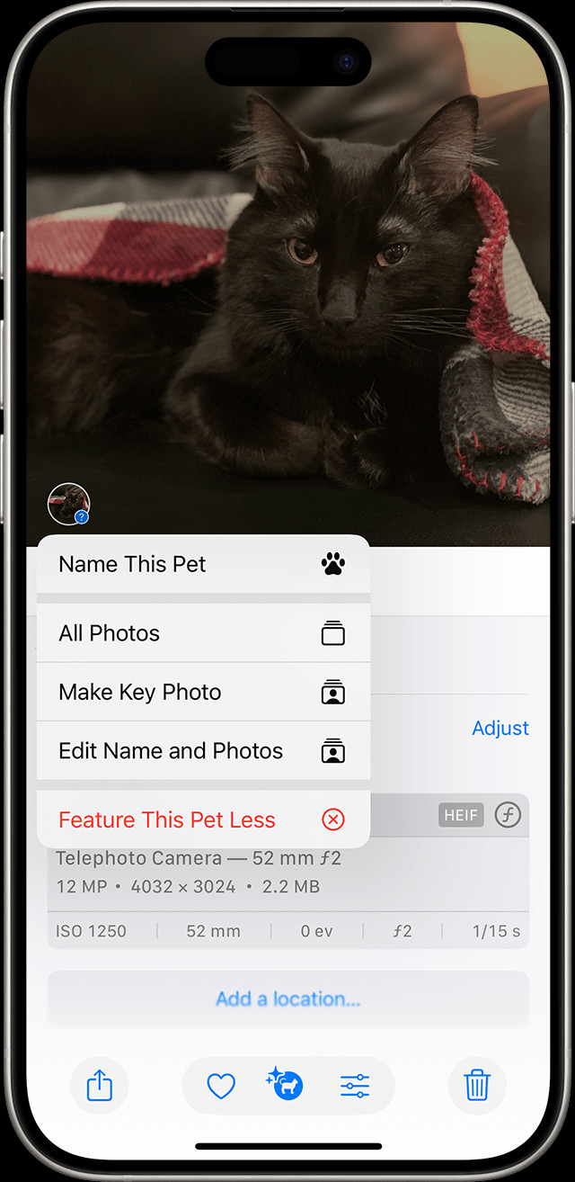 Identifying faces of pets in iOS Photos app
