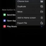 screenshot of Shortcuts app (iOS). Renaming shortcut.