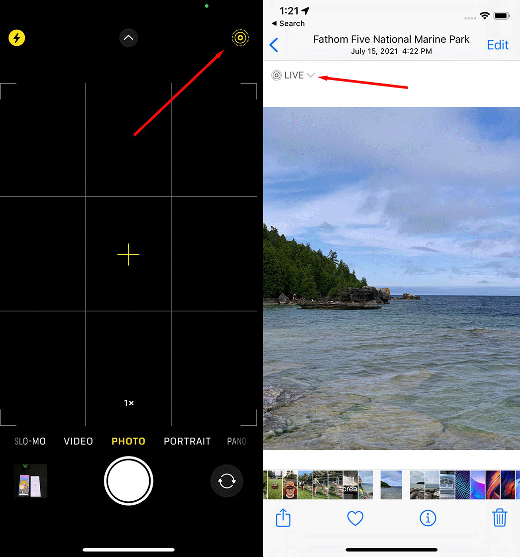 A person enabling live photo on iPhone