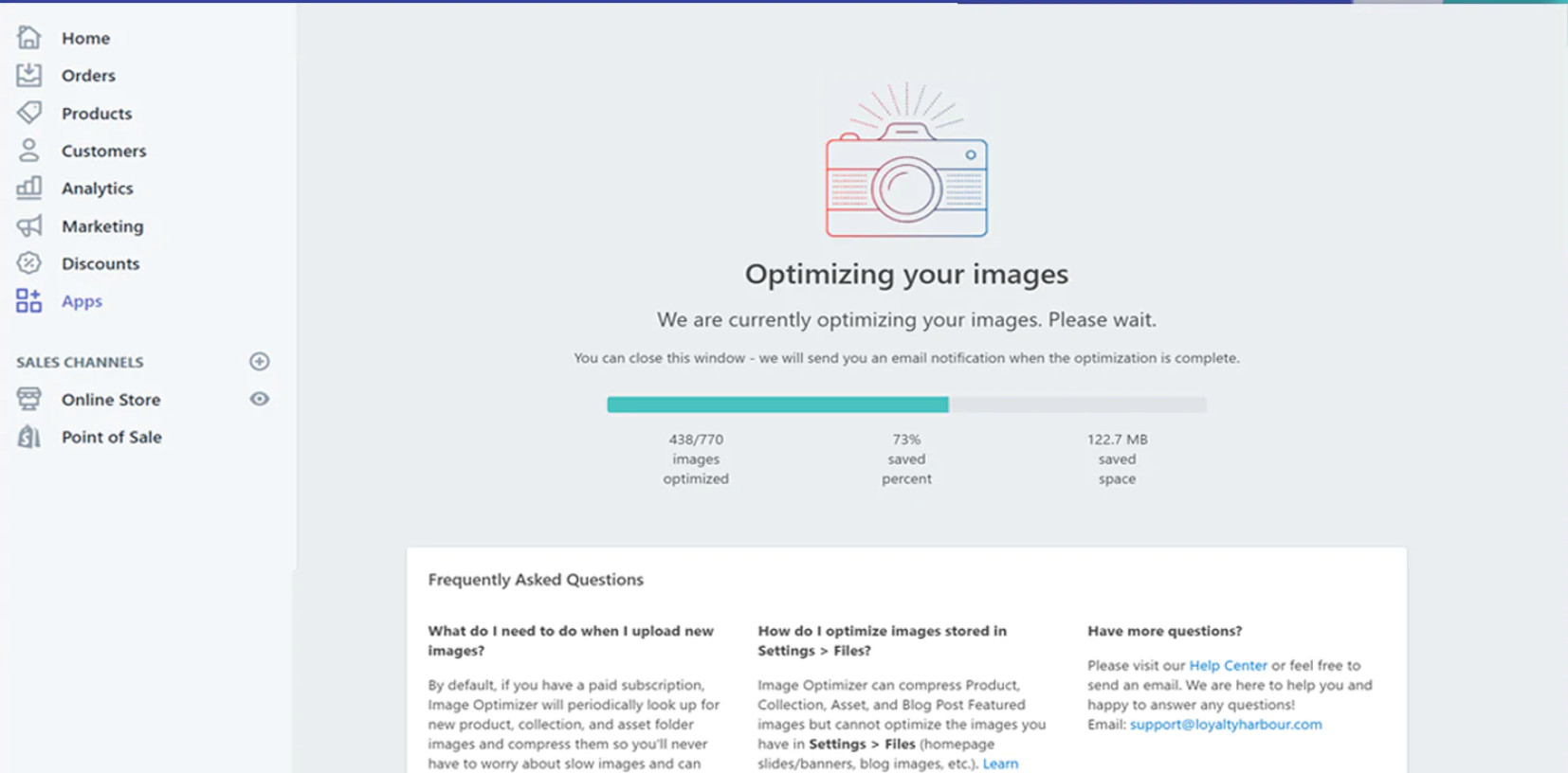 Promotional screenshot of an image optimizer tool by LoyaltyHarbour