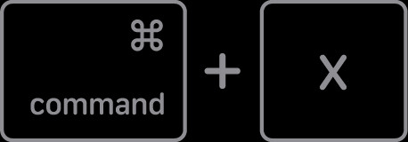 Close-up of someone using Command+X shortcut