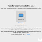 Migration Assistant select a transfer source showcasing the option to transfer data from another Mac