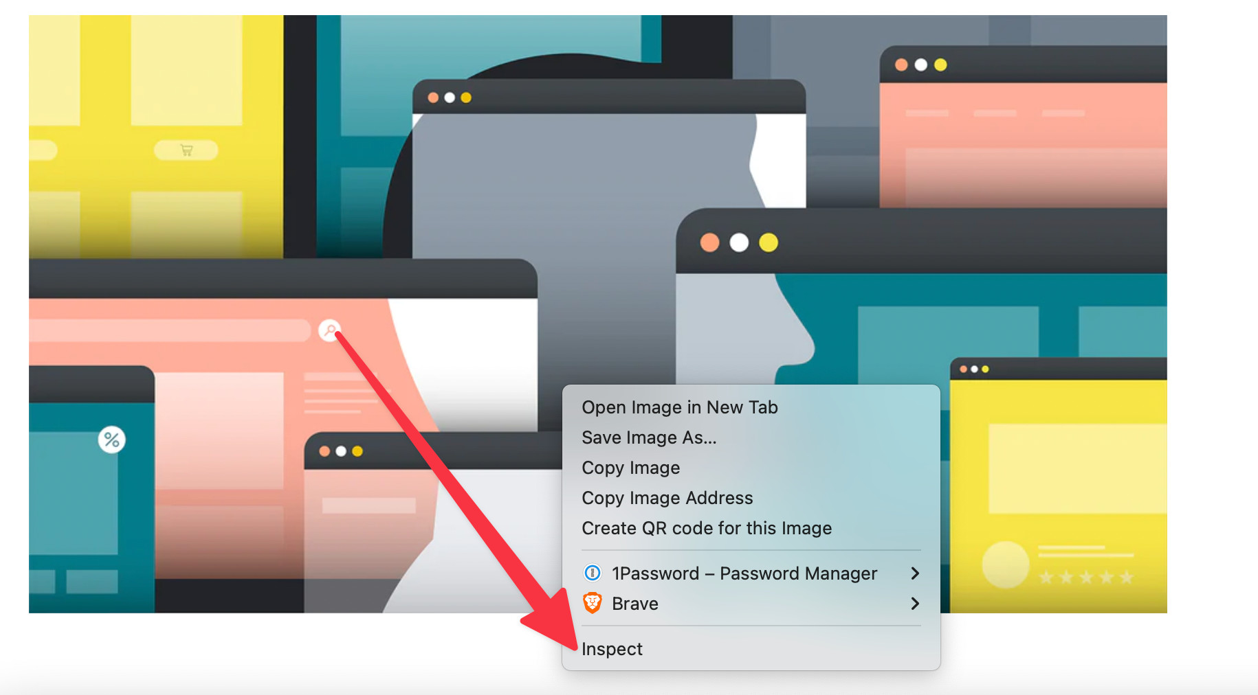 An example of a browser’s right-click menu, featuring an option to Inspect a webpage