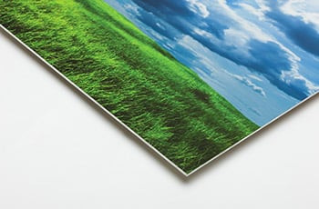 Image showcasing a metal print with a brushed aluminum finish, highlighting the texture and the modern look