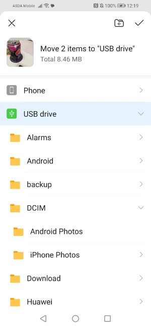 Moving photos from Android to SD Card using an SD Card adaptor