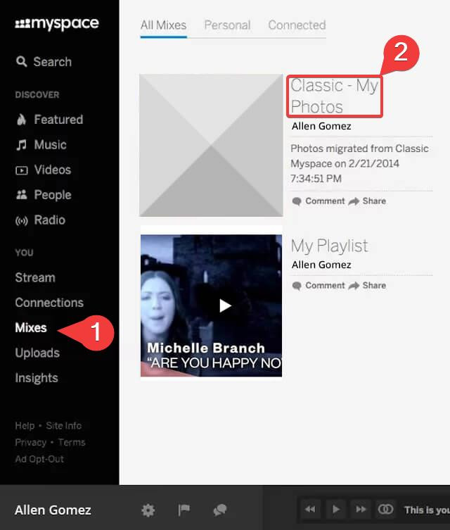 MySpace logo on a smartphone screen