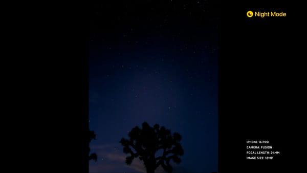 Comparison night mode shots demonstrating varying exposures and HDR capabilities of the iPhone 16 Pro.