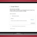 Google Takeout screen