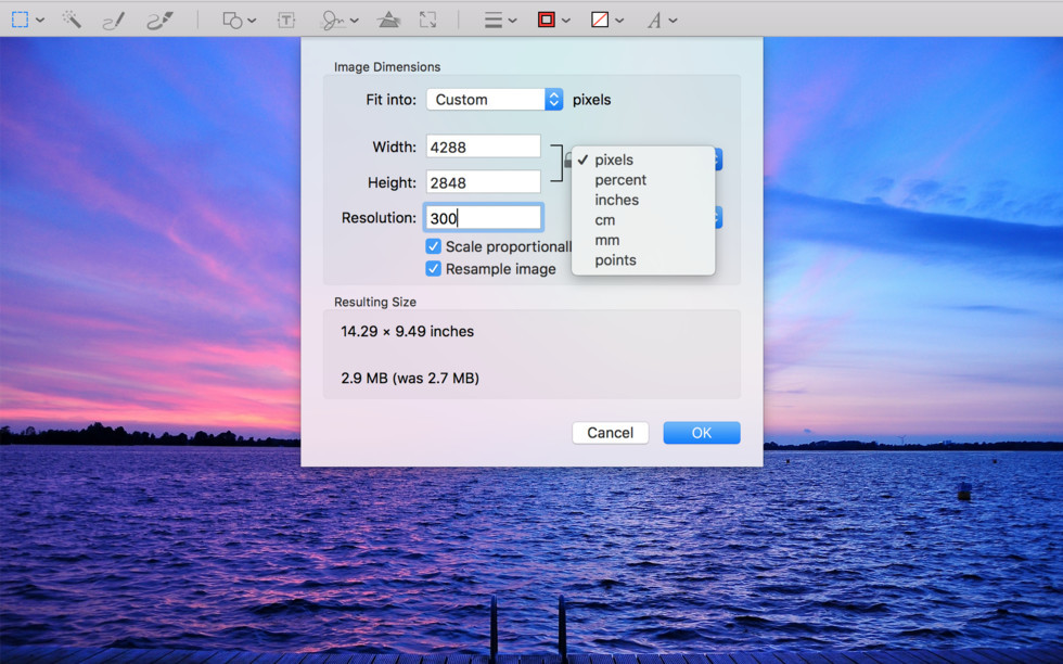 Using Preview on Mac to adjust image size for printing and framing
