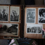 Vintage family photograph on a table