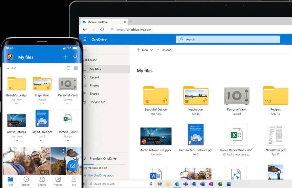 OneDrive interface showing options for sharing files and setting permissions