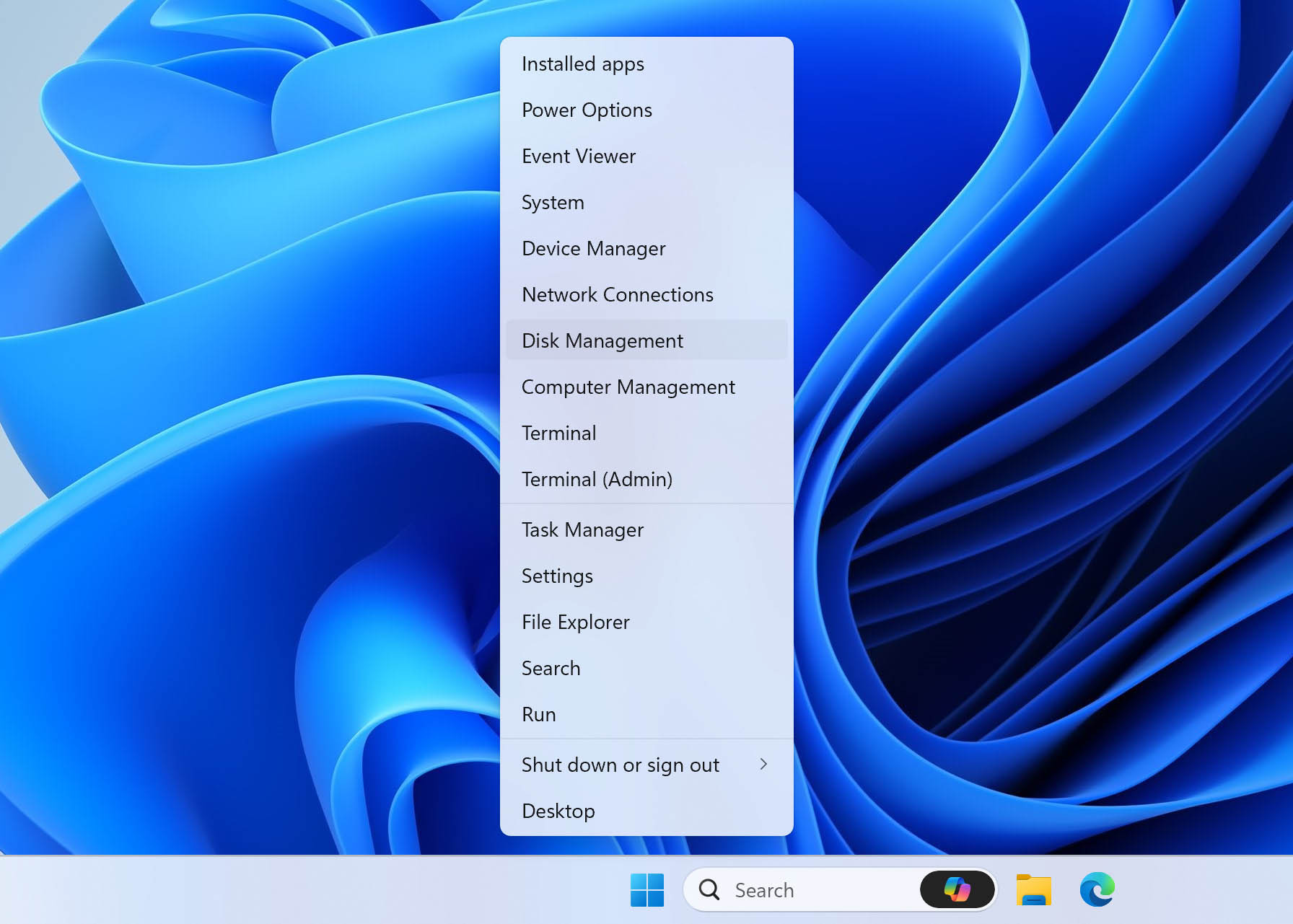 open disk management