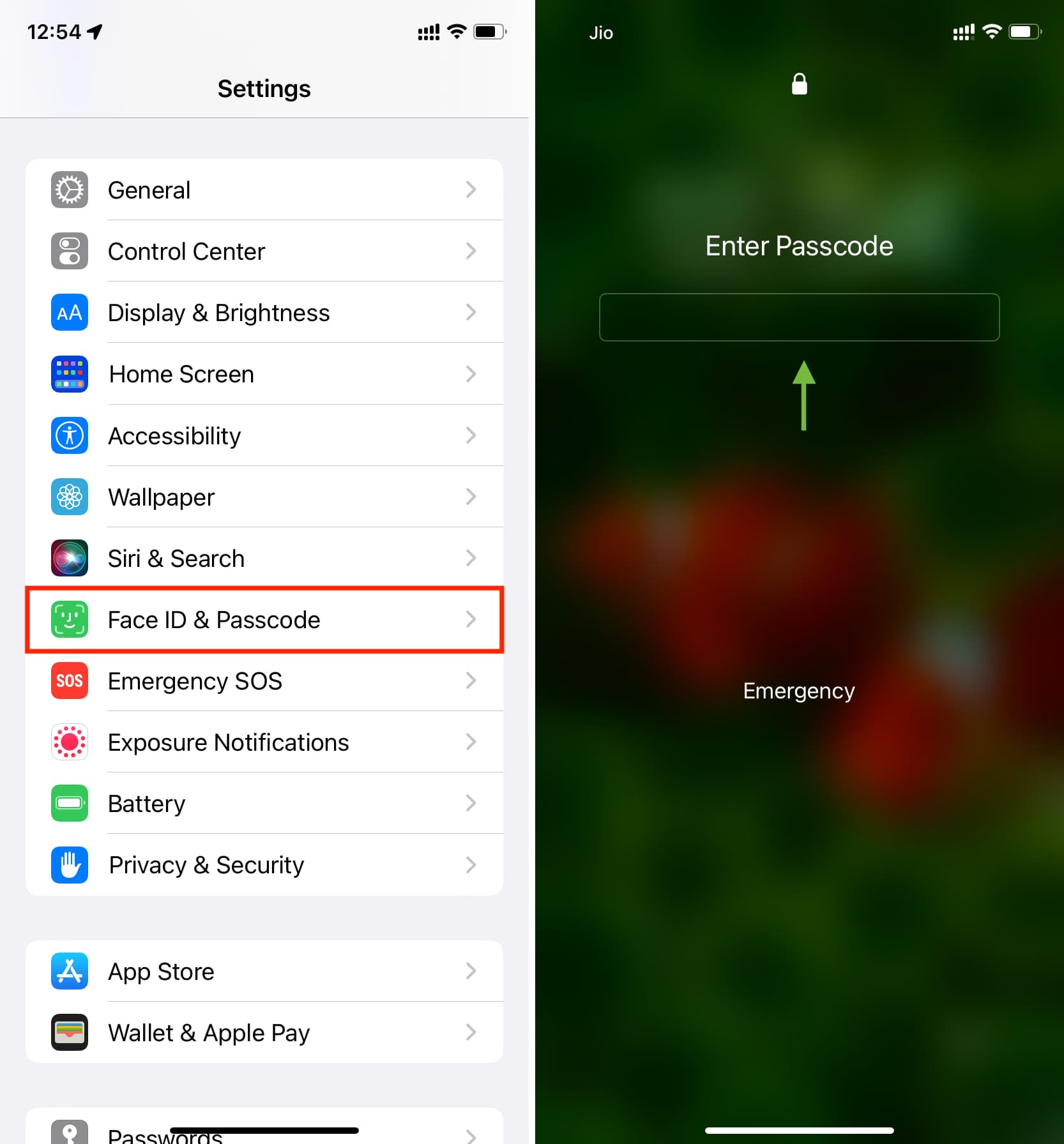 iPhone lock screen passcode setup