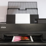The Epson SureColor P900 photo printer printing out a photo.