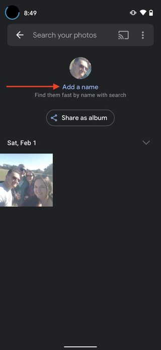 Confirming the Manually Added Face Tag in Google Photos