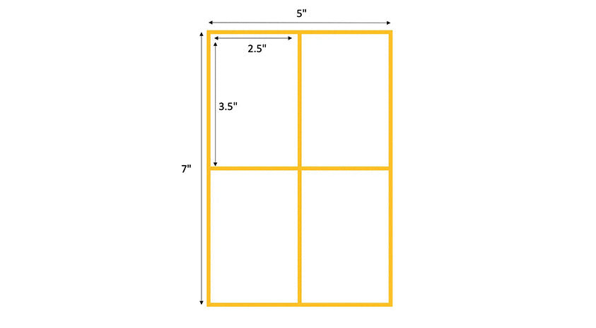 printing paper divided into four sections