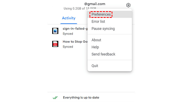 Google Drive Desktop Preferences