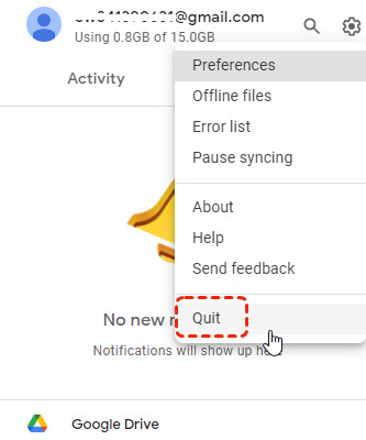 Quit Google Drive for Desktop