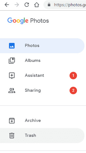 Google Photos Trash Folder