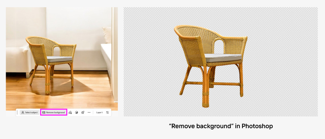 Photoshop remove background tool interface
