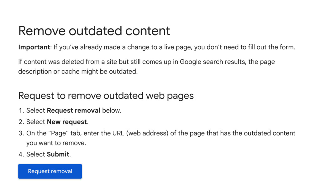 Remove Outdated Content in Google