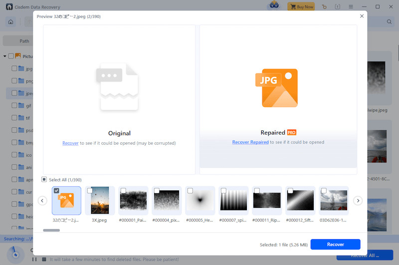 Cisdem Data Recovery repairing corrupted Myspace Photos