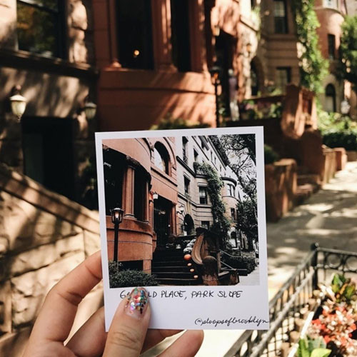 Shared retro photo prints on social media