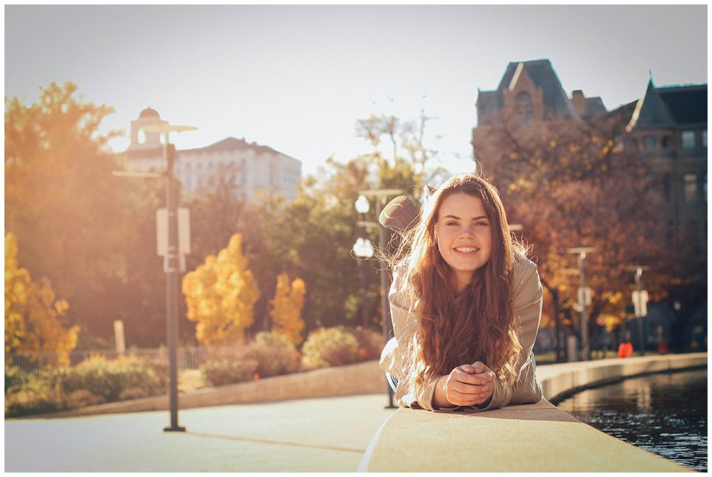 Fall Senior Session: Salt Lake City Library as backdrop