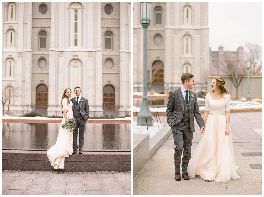 Salt Lake Temple Wedding: a winter wonderland