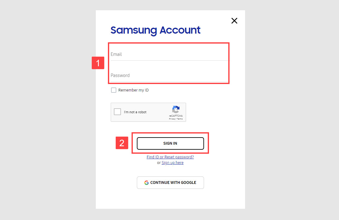 Samsung Cloud Login Filled