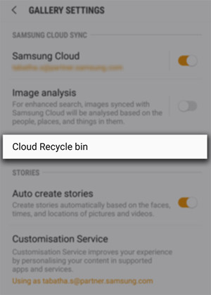 How to remove photos from Samsung Cloud trash