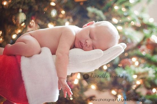 Smiling baby with Santa hat