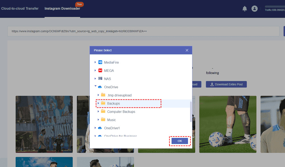 Save All Instagram Images to OneDrive