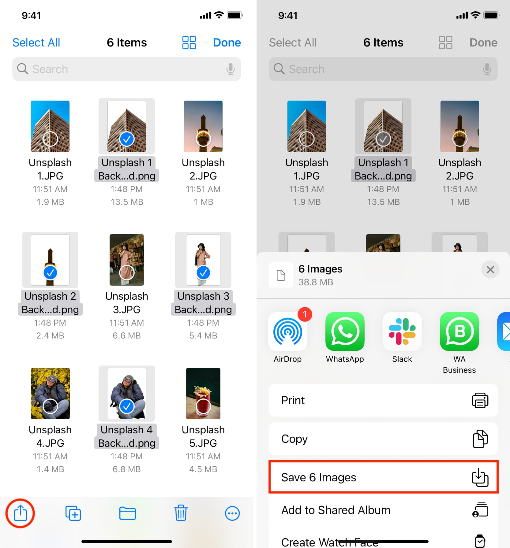 Save images from Files app to Photos app on iPhone