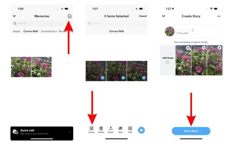 Saving a story to Snapchat on iPhone