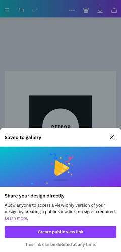 Saving a Canva design to the gallery