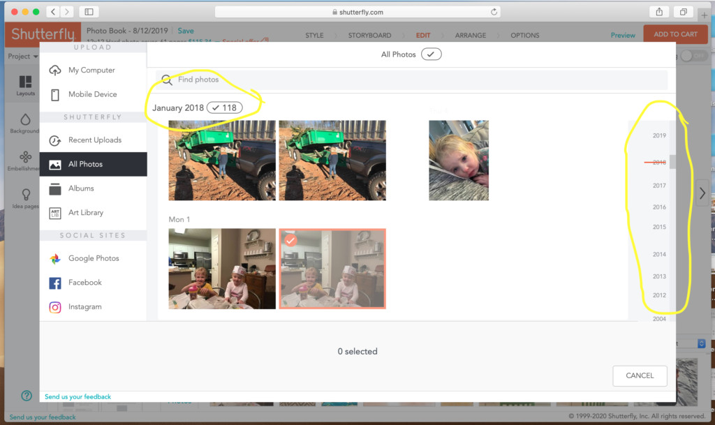 Timeline tools to help you quickly select one month’s worth of photos at a time