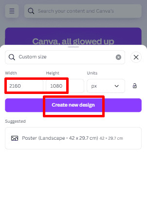 Customizing size for Instagram post by Can va