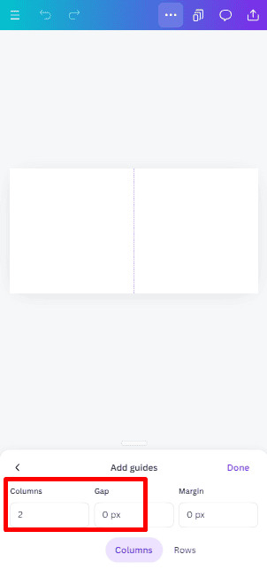 Guides dividing on Canva