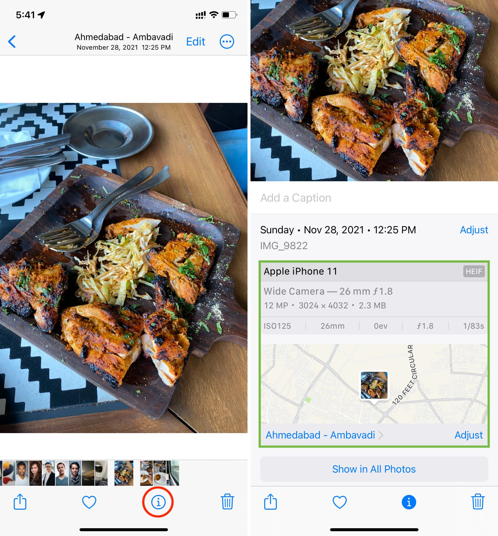 iPhone photo metadata providing insights into camera settings and location