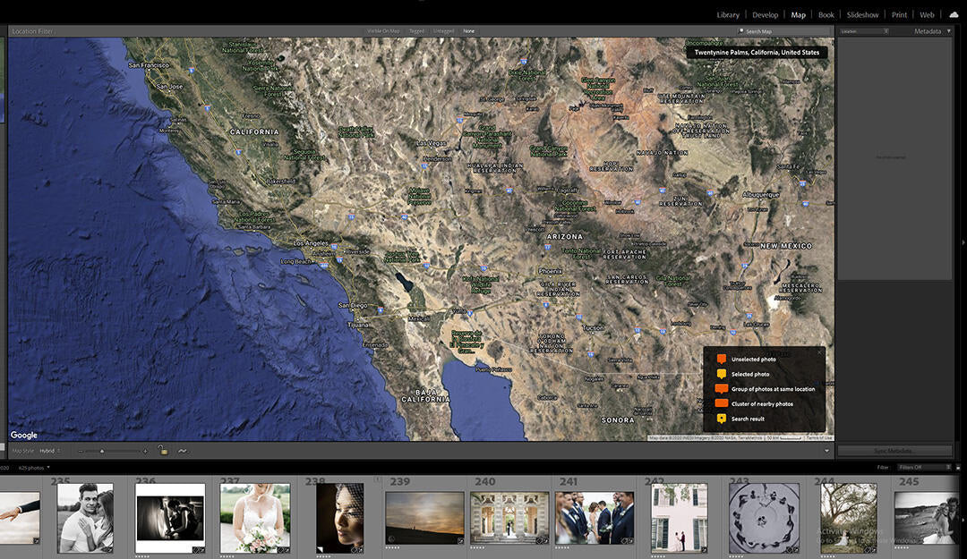 Lightroom Classic CC exporting photos from the map module