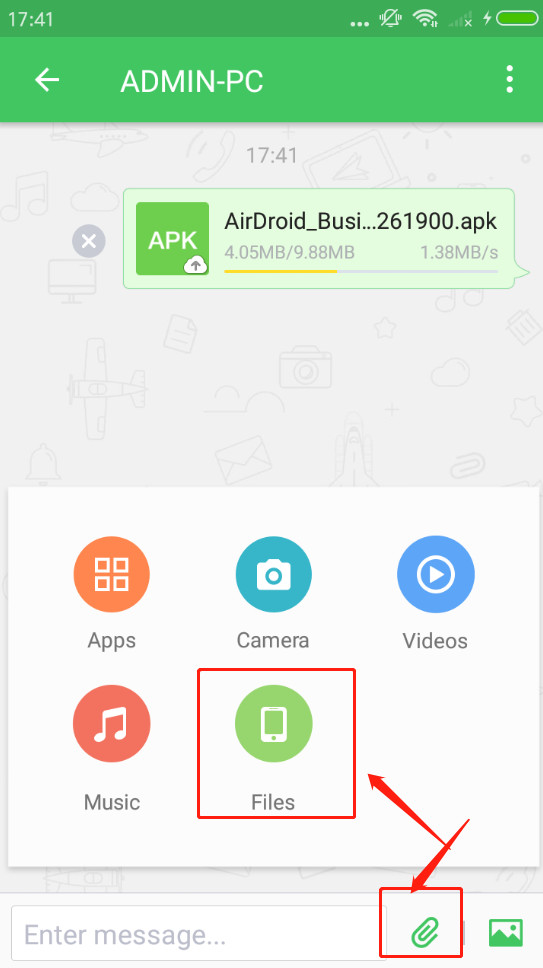 Sending Photos via AirDroid File Transfer